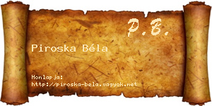 Piroska Béla névjegykártya