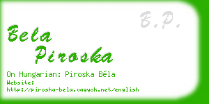bela piroska business card